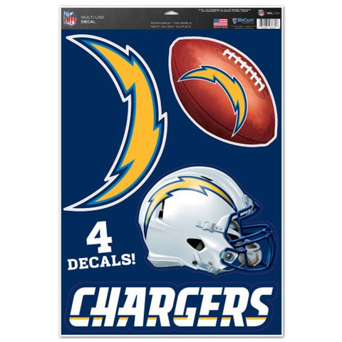 Los Angeles Chargers Decal 11x17 Multi Use Cut to Logo 4 Piece - Special Order