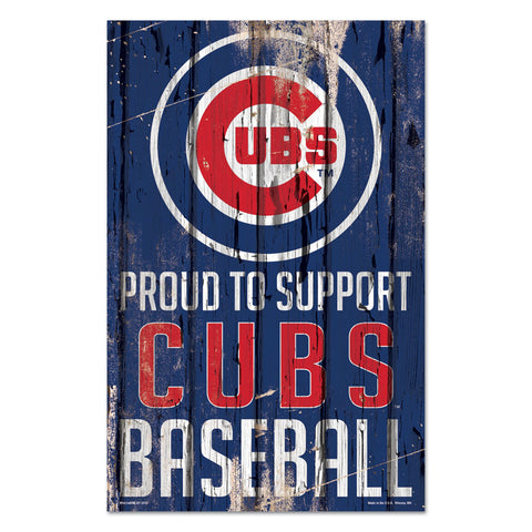 Chicago Cubs Sign 11x17 Wood Proud to Support Design