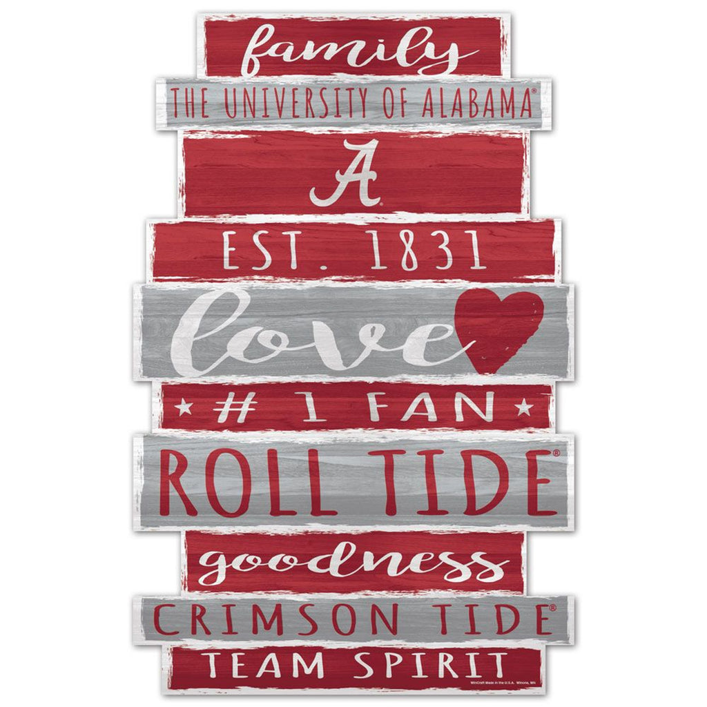 Alabama Crimson Tide Sign 11x17 Wood Family Word Design