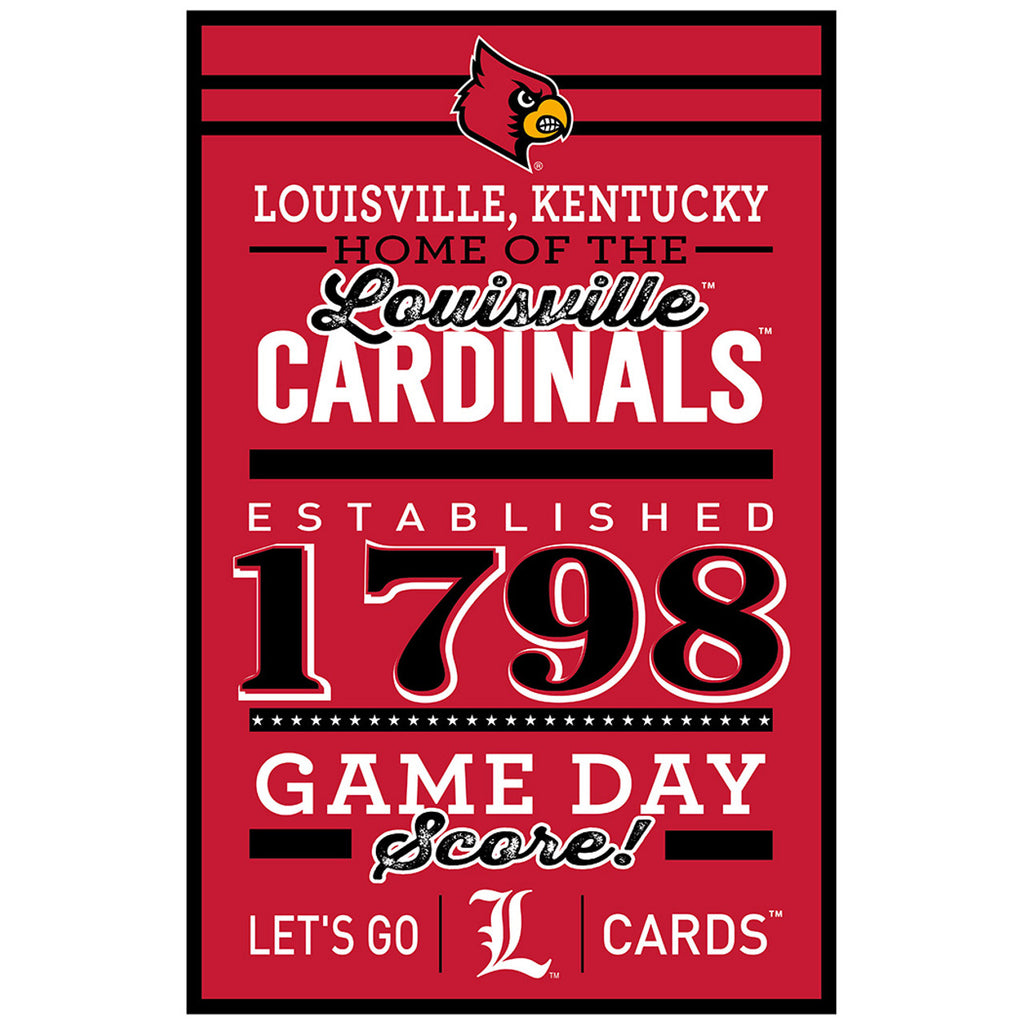 Louisville Cardinals Sign 11x17 Wood Established Design