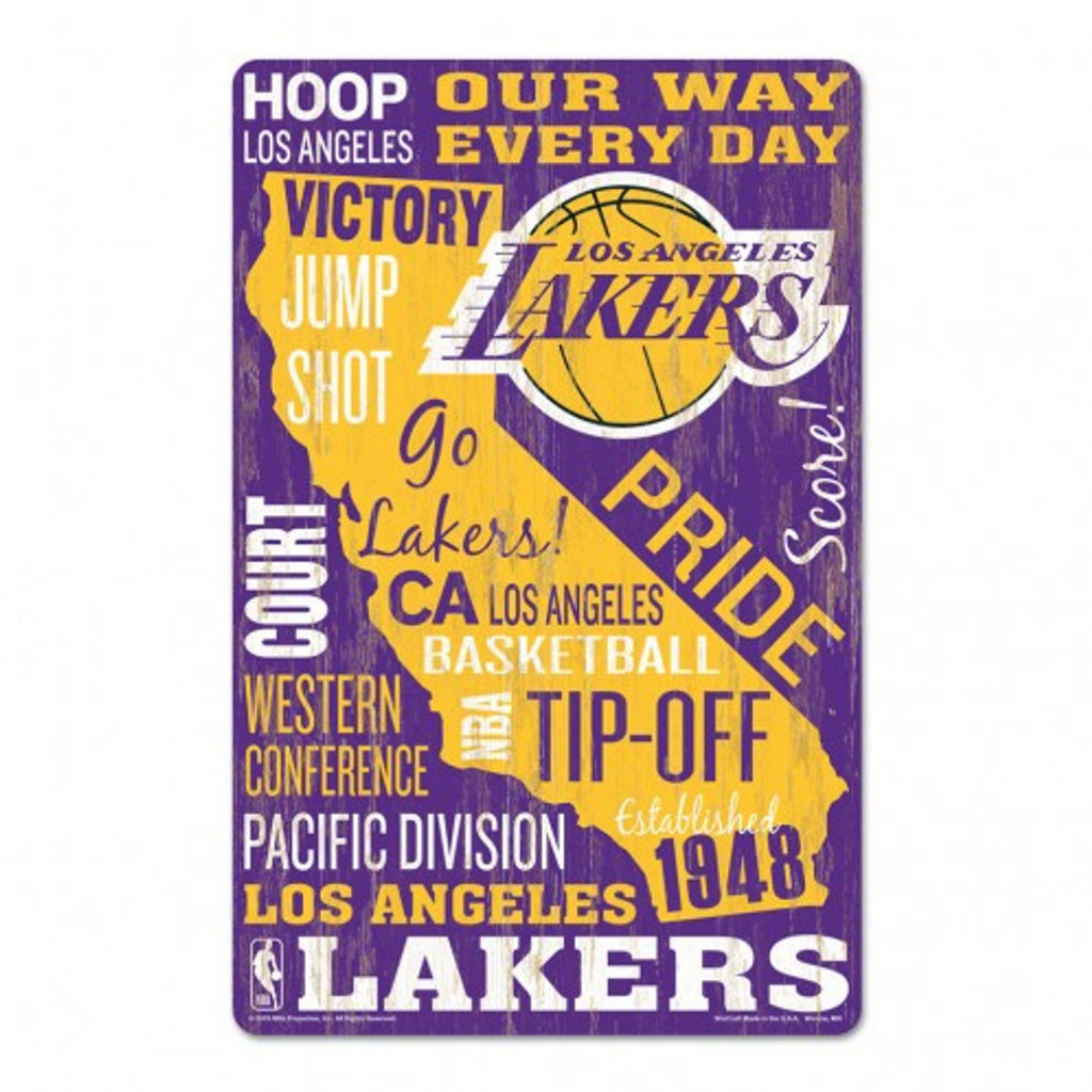 Los Angeles Lakers Sign 11x17 Wood Wordage Design