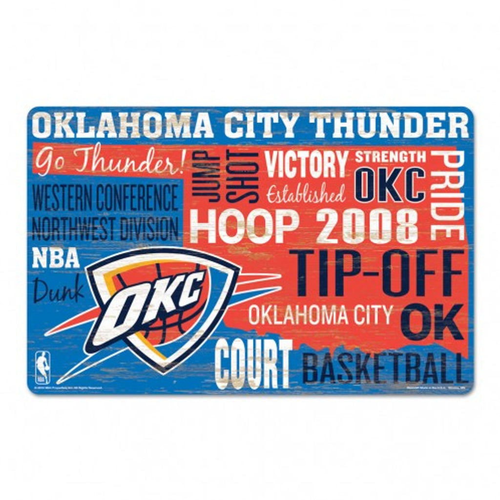 Oklahoma City Thunder Sign 11x17 Wood Wordage Design
