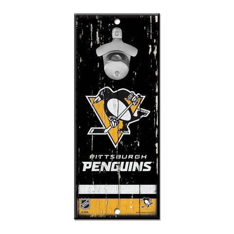 Pittsburgh Penguins Sign Wood 5x11 Bottle Opener