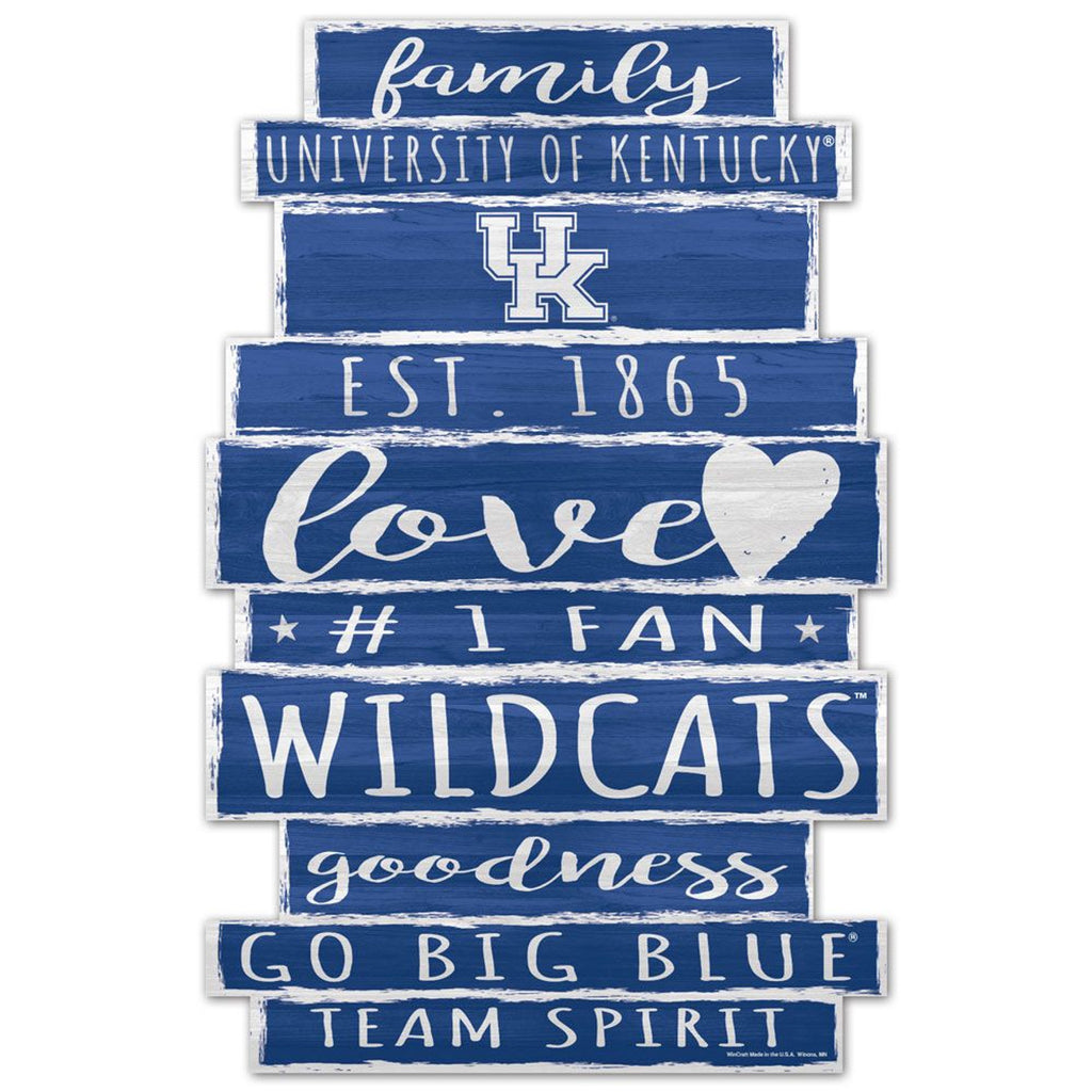 Kentucky Wildcats Sign 11x17 Wood Family Word Design