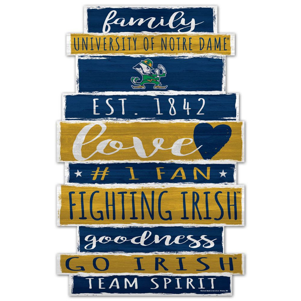 Notre Dame Fighting Irish Sign 11x17 Wood Family Word Design