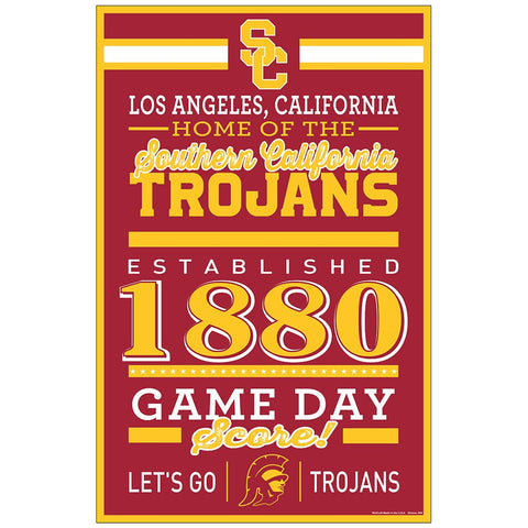 USC Trojans Sign 11x17 Wood Established Design - Special Order