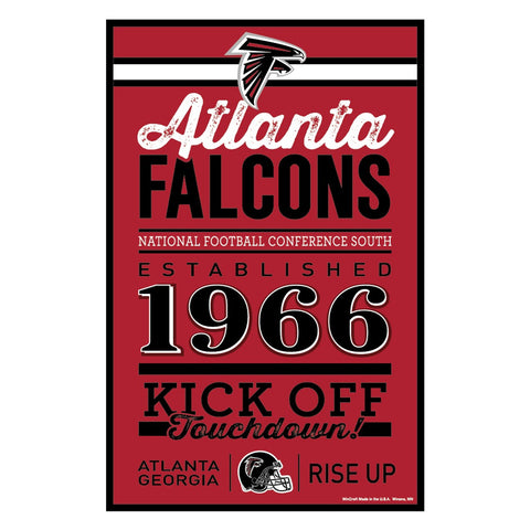 Atlanta Falcons Sign 11x17 Wood Established Design