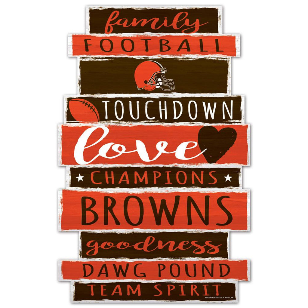 Cleveland Browns Sign 11x17 Wood Family Word Design