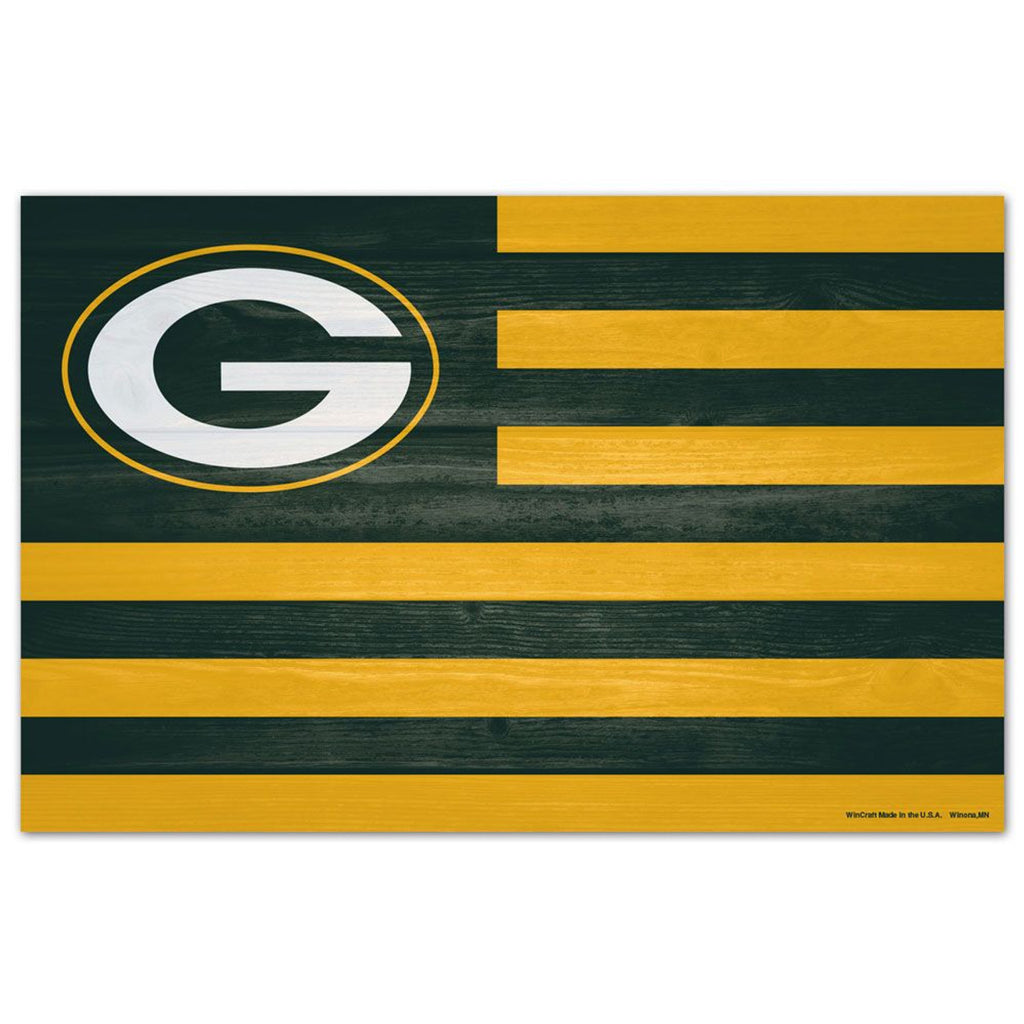 Green Bay Packers Sign 11x17 Wood American Flag Design Special Order