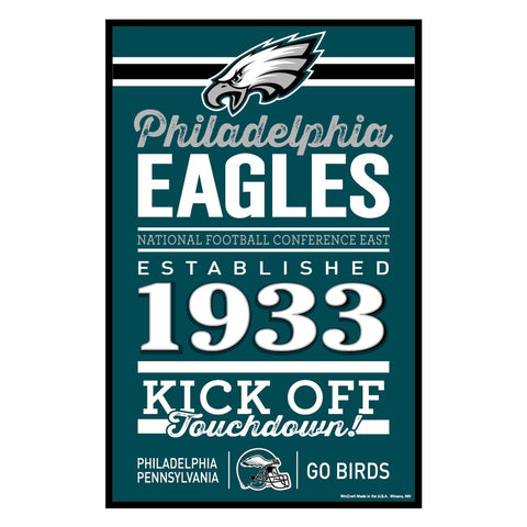 Philadelphia Eagles Sign 11x17 Wood Established Design