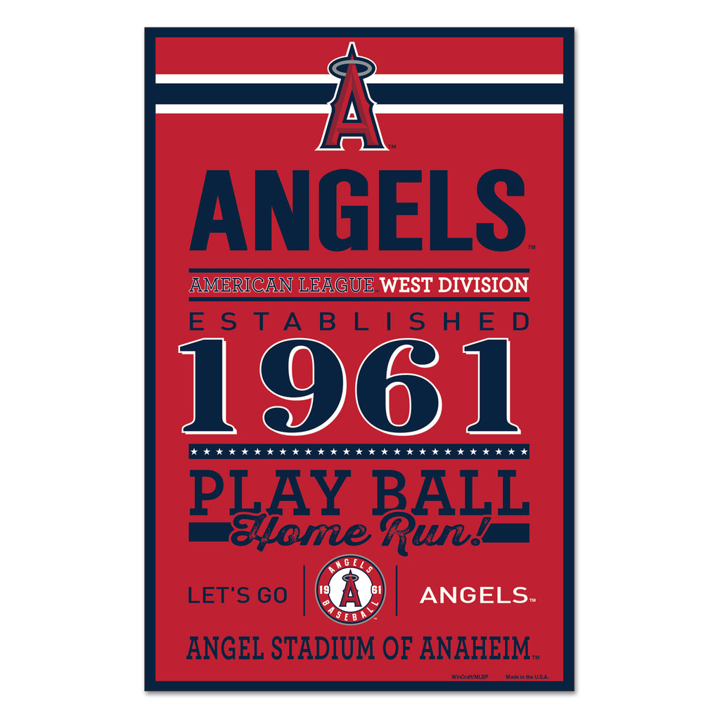 Los Angeles Angels Sign 11x17 Wood Wordage Design
