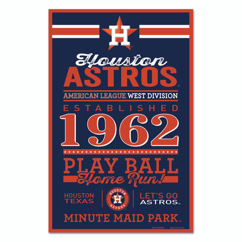Houston Astros Sign 11x17 Wood Established Design - Special Order