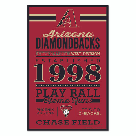 Arizona Diamondbacks Sign 11x17 Wood Established Design - Special Order