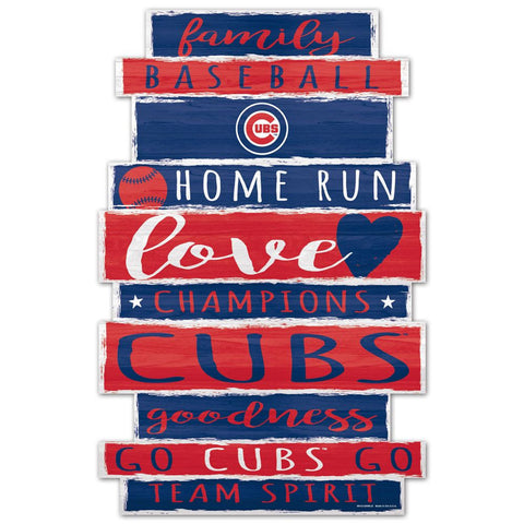 Chicago Cubs Sign 11x17 Wood Family Word Design