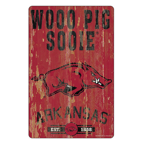 Arkansas Razorbacks Sign 11x17 Wood Slogan Design