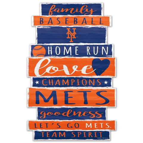 New York Mets Sign 11x17 Wood Family Word Design