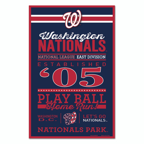Washington Nationals Sign 11x17 Wood Established Design - Special Order