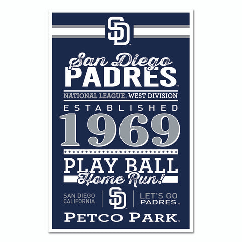 San Diego Padres Sign 11x17 Wood Established Design - Special Order