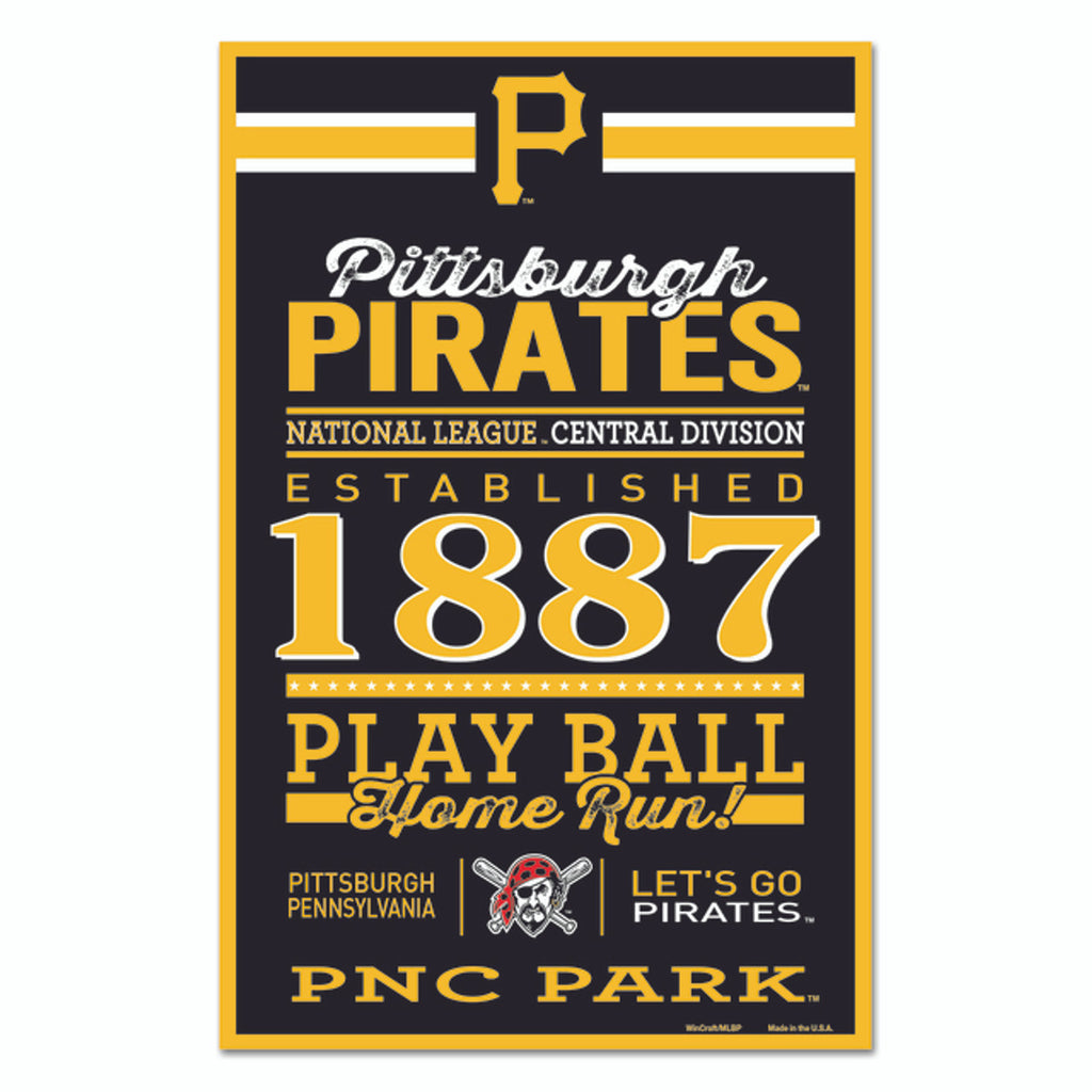 Pittsburgh Pirates Sign 11x17 Wood Established Special Order