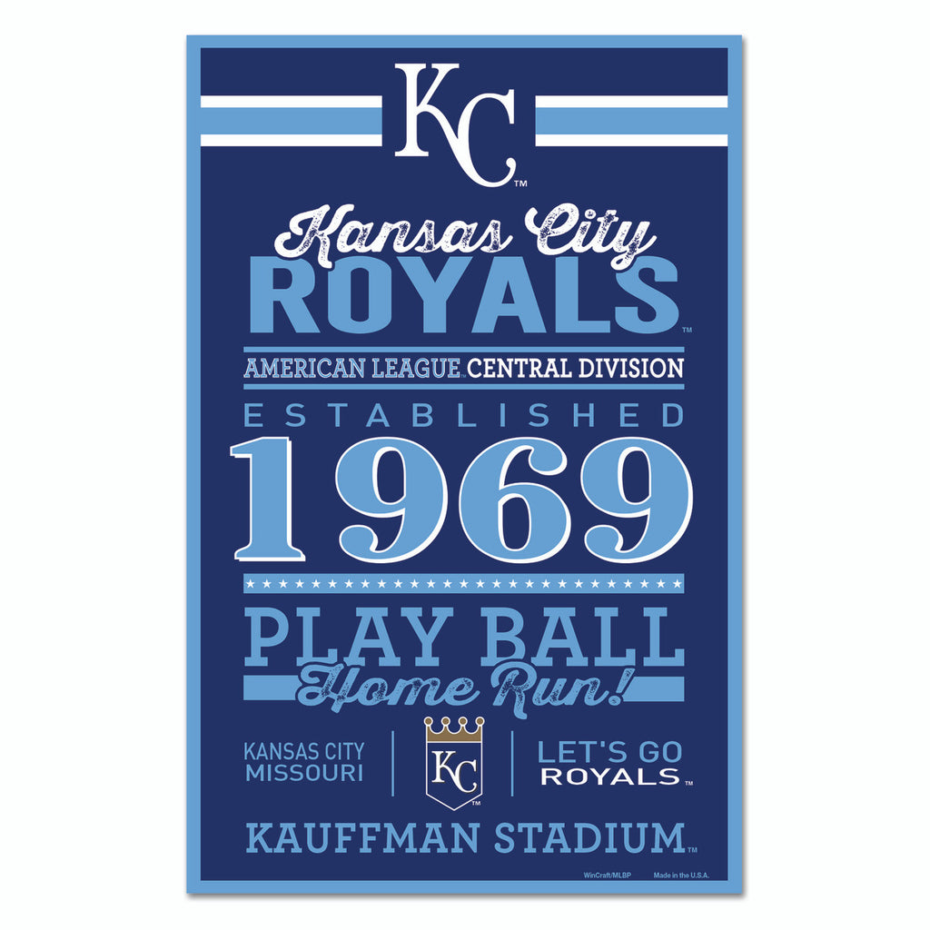 Kansas City Royals Sign 11x17 Wood Established Design