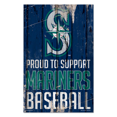 Seattle Mariners Sign 11x17 Wood Proud to Support Design - Special Order