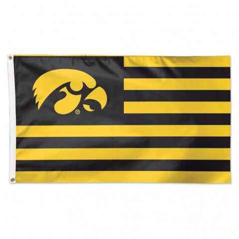 Iowa Hawkeyes Flag 3x5 Deluxe Style Stars and Stripes Design - Special Order