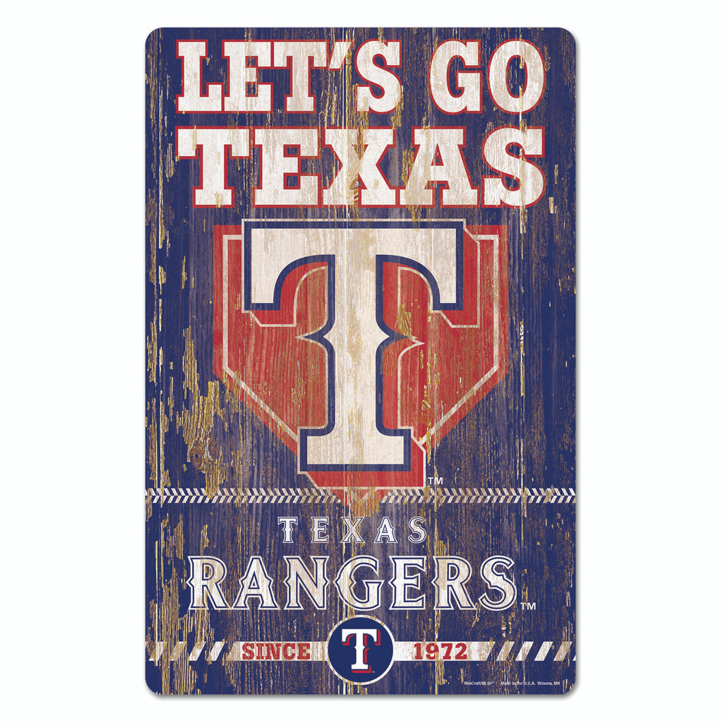 Texas Rangers Sign 11x17 Wood Slogan Design