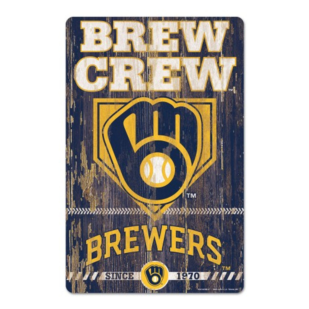 Milwaukee Brewers Sign 11x17 Wood Slogan Design