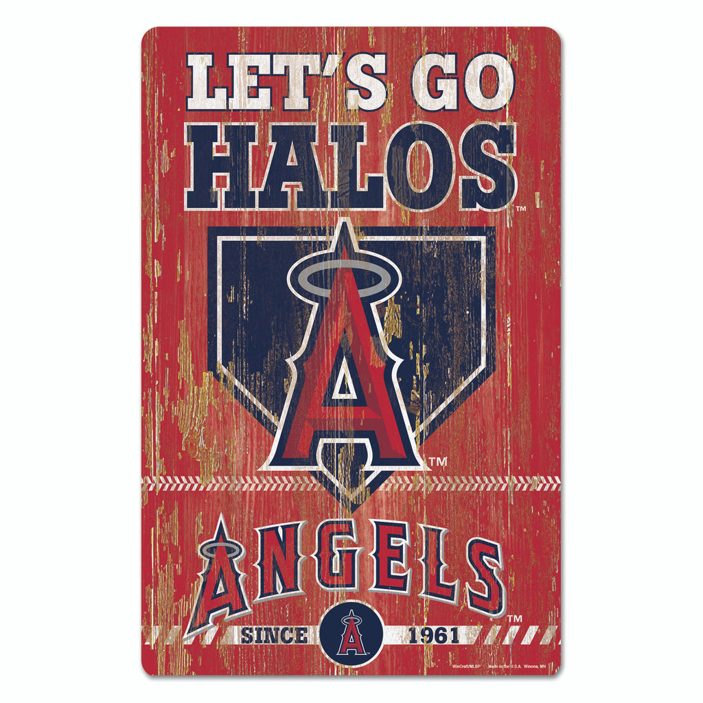 Los Angeles Angels Sign 11x17 Wood Slogan Design