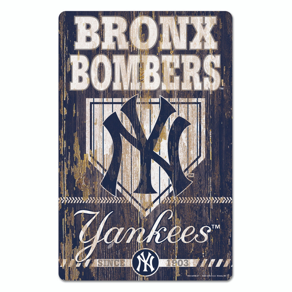 New York Yankees Sign 11x17 Wood Slogan Design