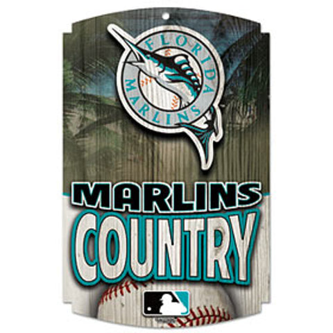 Miami Marlins Sign 11x17 Wood Slogan Design