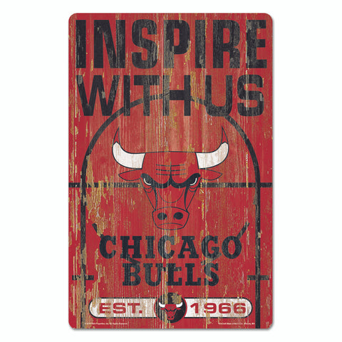 Chicago Bulls Sign 11x17 Wood Slogan Design