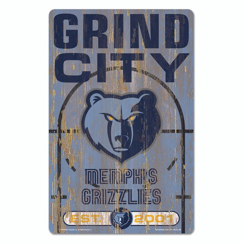 Memphis Grizzlies Sign 11x17 Wood Slogan Design