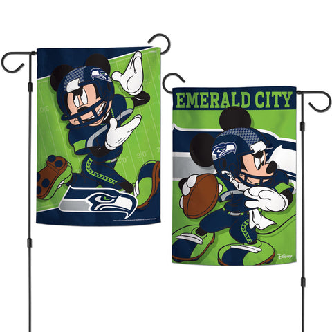 Seattle Seahawks Flag 12x18 Garden Style 2 Sided Disney - Special Order