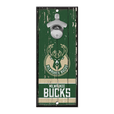 Milwaukee Bucks Sign Wood 5x11 Bottle Opener