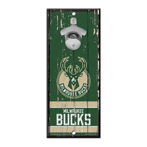 Milwaukee Bucks Sign Wood 5x11 Bottle Opener - Special Order