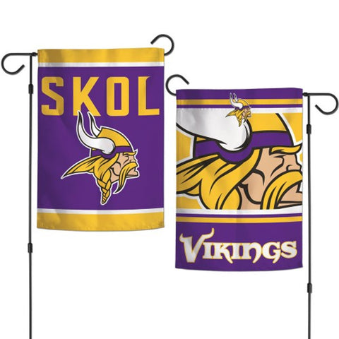 Minnesota Vikings Flag 12x18 Garden Style 2 Sided Slogan Design - Special Order