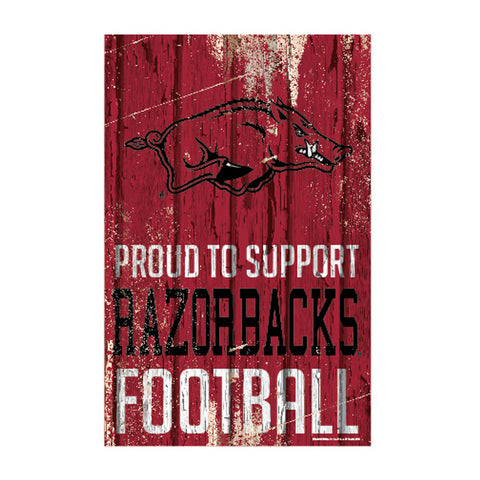 Arkansas Razorbacks Sign 11x17 Wood Proud to Support Design