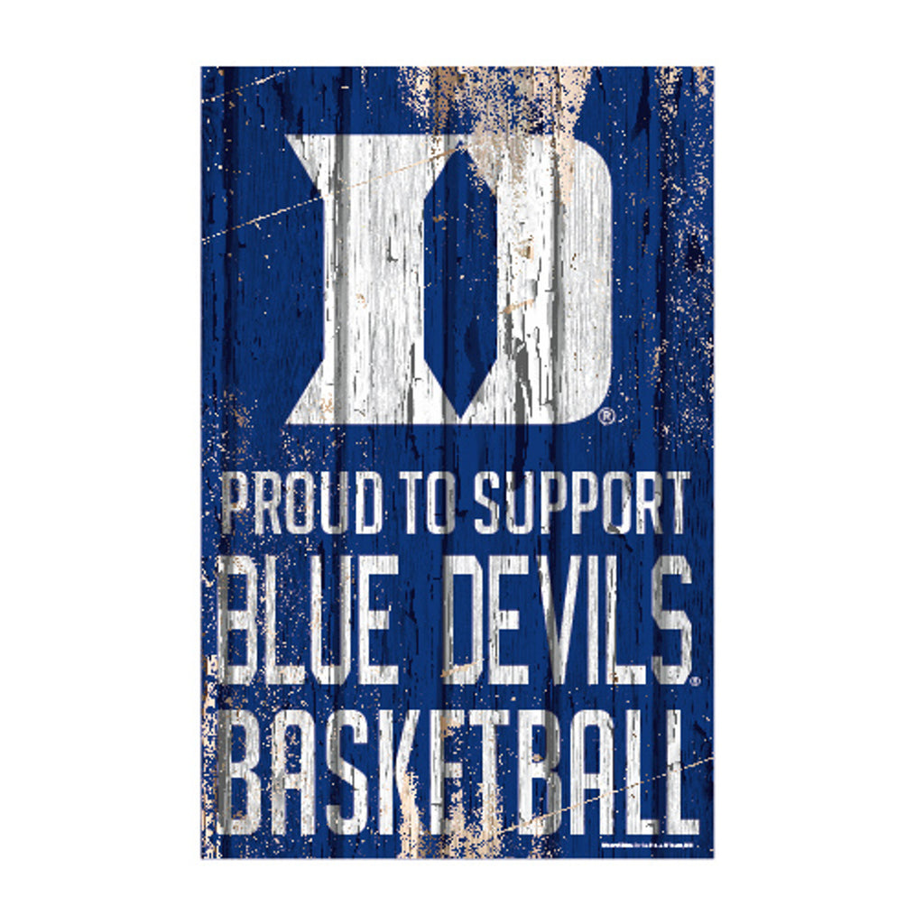 Duke Blue Devils Sign 11x17 Wood Proud to Support Design