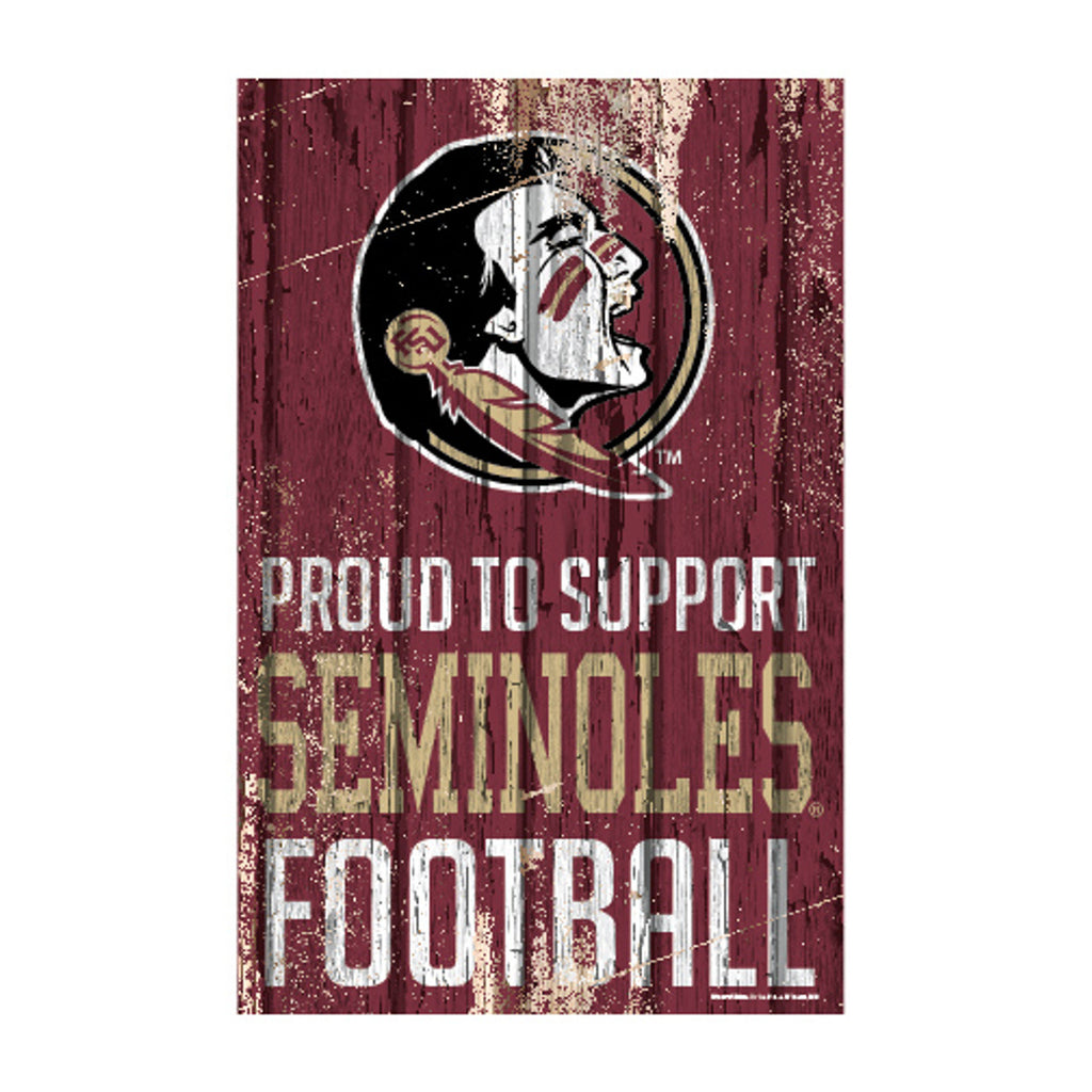 Florida State Seminoles Sign 11x17 Wood Proud to Support Design - Special Order