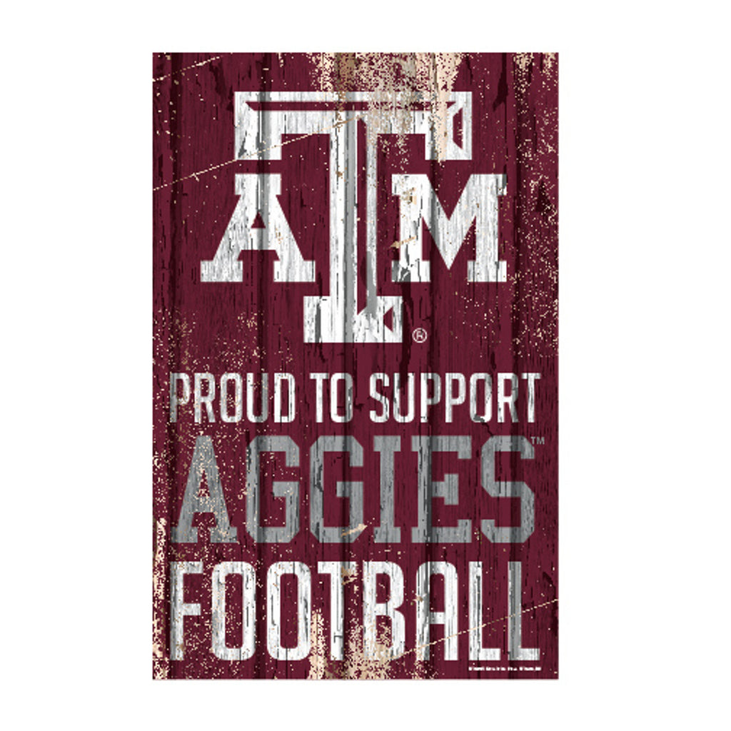 Texas A&M Aggies Sign 11x17 Wood Proud to Support Design
