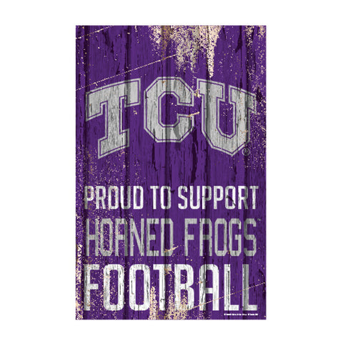 TCU Horned Frogs Sign 11x17 Wood Proud to Support Design