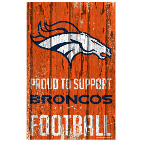 Denver Broncos Sign 11x17 Wood Proud to Support Design