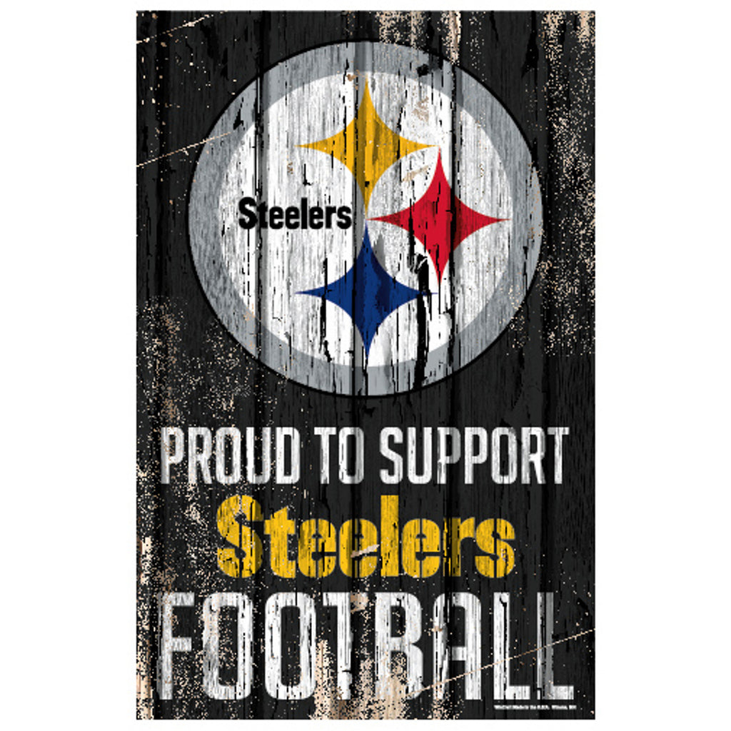 Pittsburgh Steelers Sign 11x17 Wood Proud to Support Design