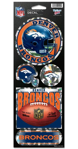 Denver Broncos Decal 4x11 Die Cut Prismatic Style
