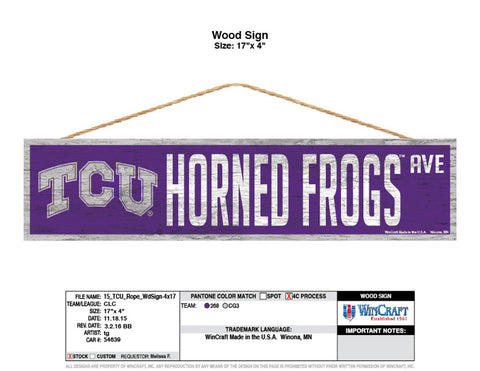 TCU Horned Frogs Sign 4x17 Wood Avenue Design - Special Order