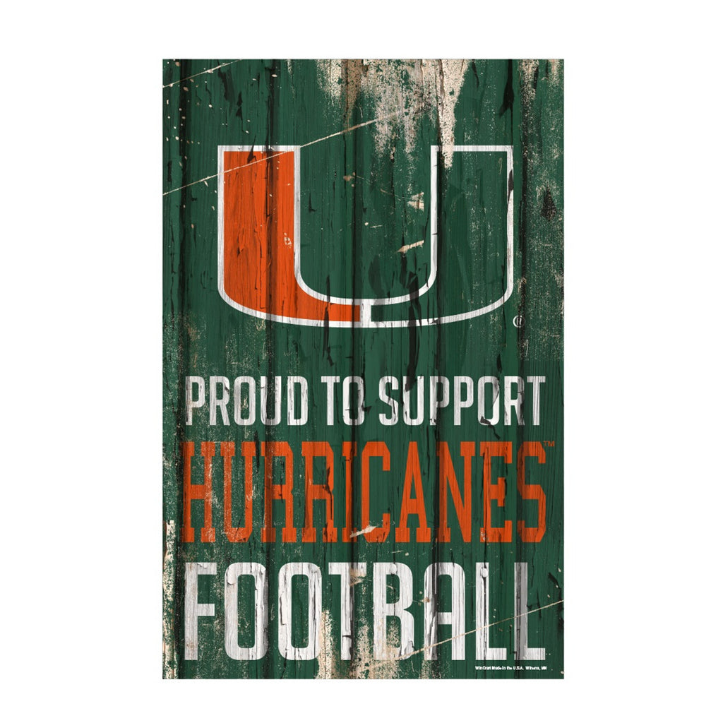 Miami Hurricanes Sign 11x17 Wood Proud to Support Design