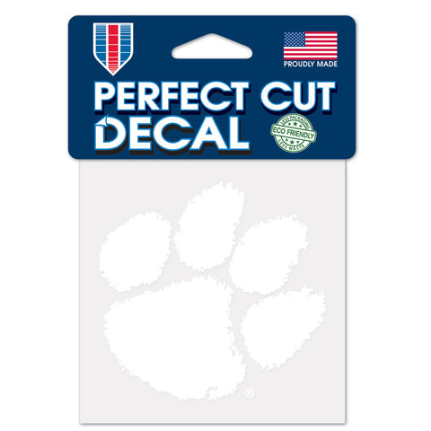 Clemson Tigers Decal 4x4 Perfect Cut White