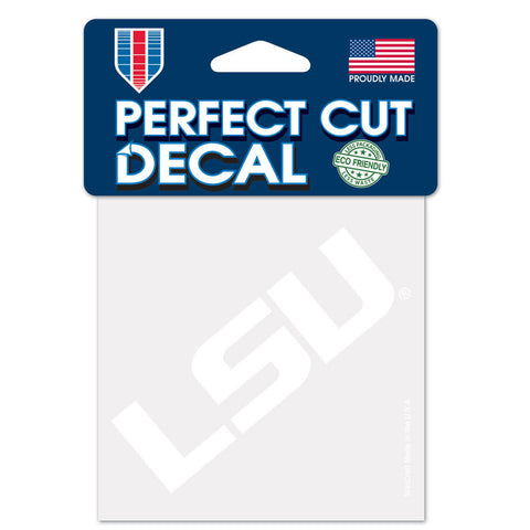 LSU Tigers Decal 4x4 Perfect Cut White