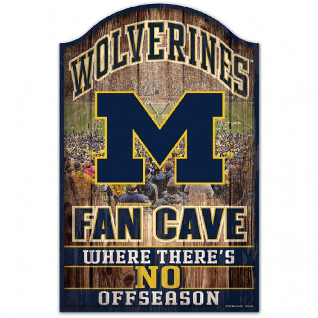 Michigan Wolverines Sign 11x17 Wood Fan Cave Design